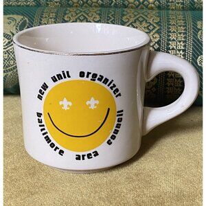 Boy Scouts Vintage Mug Baltimore Area Council New Unit Organizer 70s Smiley Face